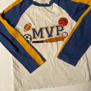 Gymboree White, Blue & Gold MVP Raglan Long-Sleeve Tee
